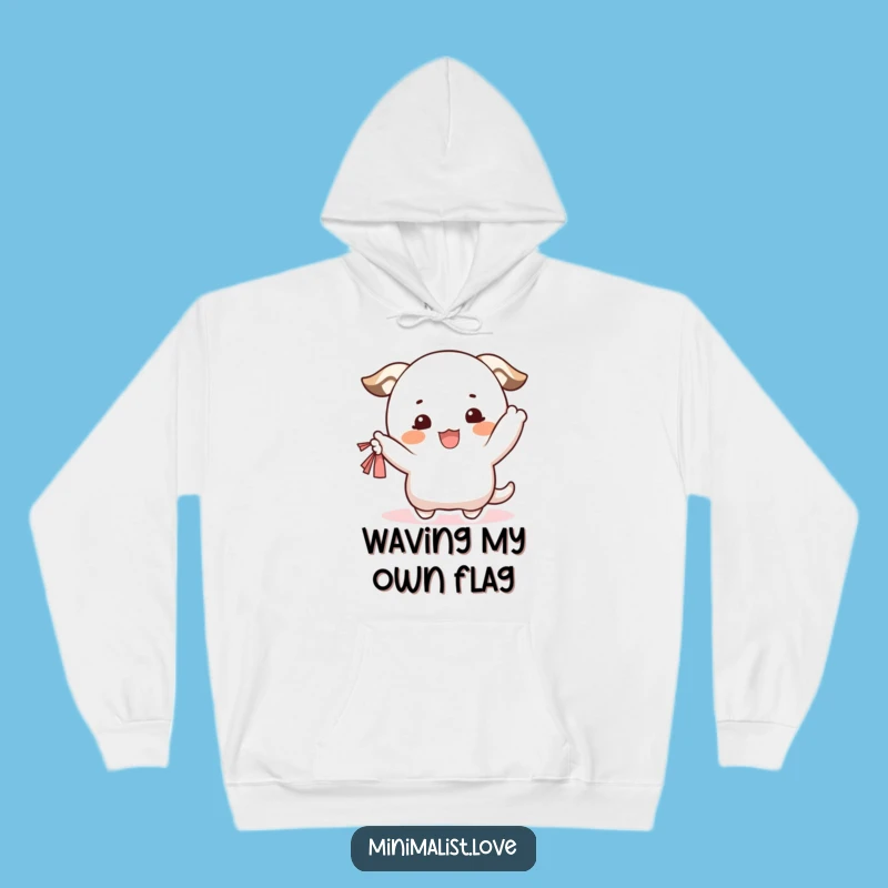 Funny Waving Character Hoodie: Cozy Happy Blush Pal, Your Go-To Funny Gift!