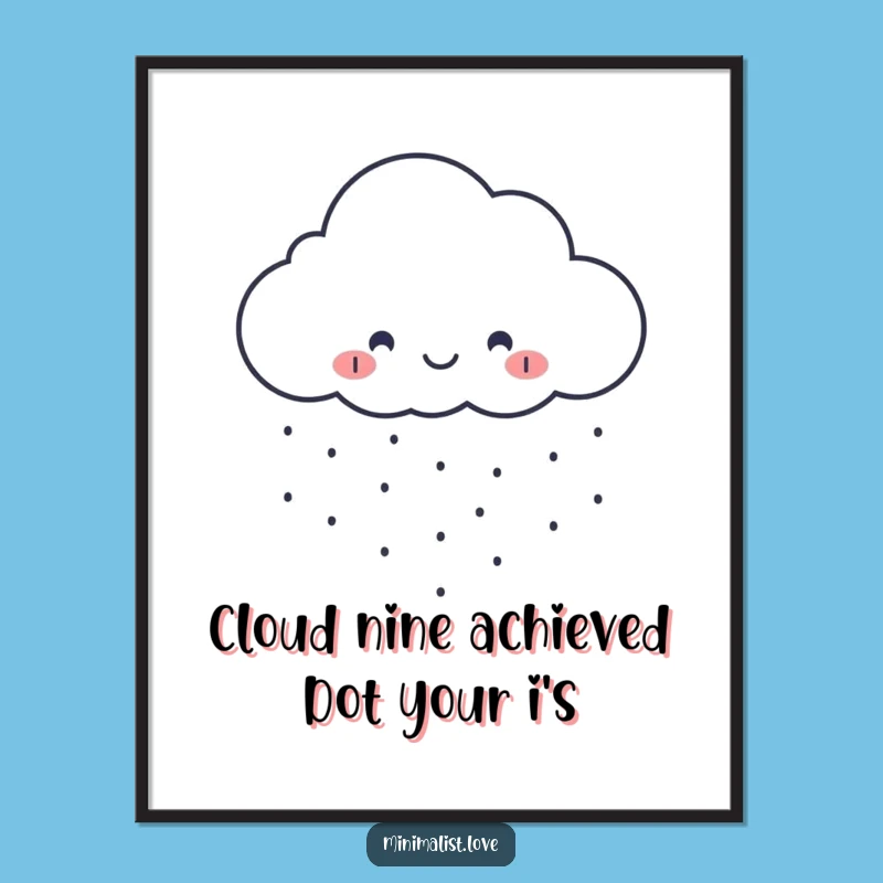 Free Printable Wall Art: Smiling Cloud Raining Dots Funny Downloadable Decor