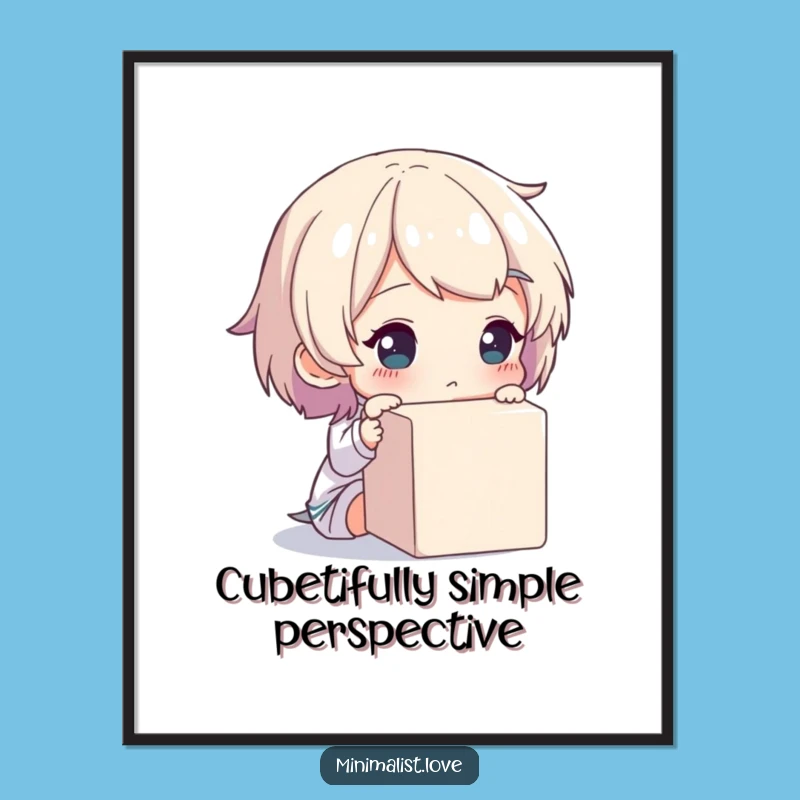 Minimalist Free Printable Wall Art: Thoughtful Character, Cube Focus, Downloadable Decor Gift