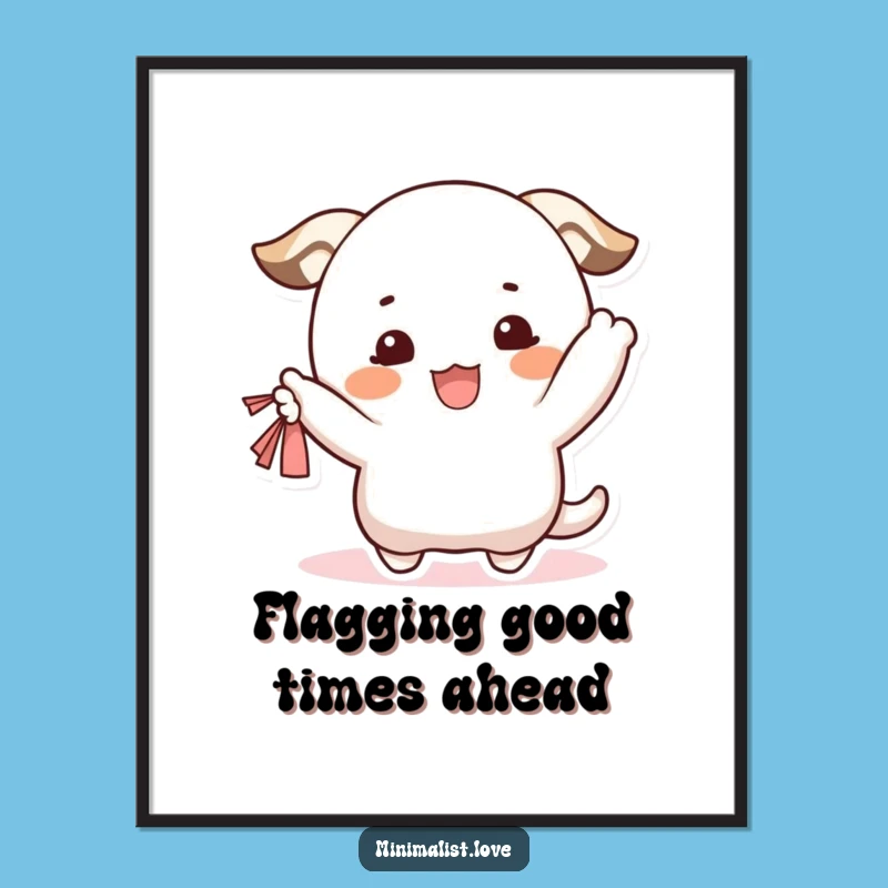 Funny Free Printable Wall Art: Waving Character's Cheerful Blush, Downloadable Art for Smiles