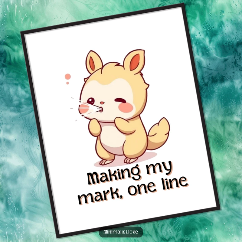 Funny Free Printable Wall Art: Playful creature artistically blowing a stream of clean, white lines.