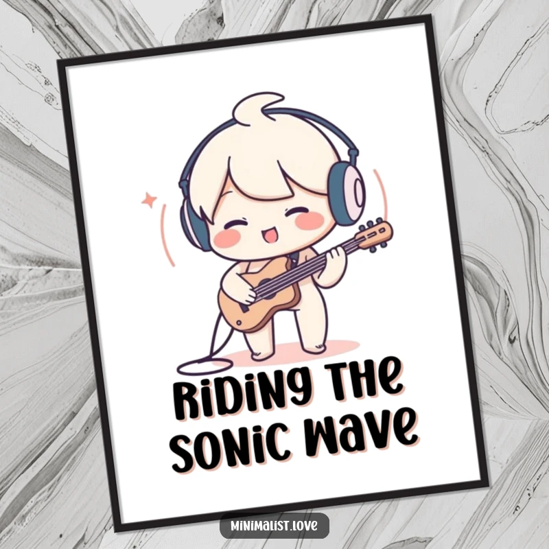 Funny Free Printable Wall Art: A charming character playing a minimalist sound wave, creating visual harmony.