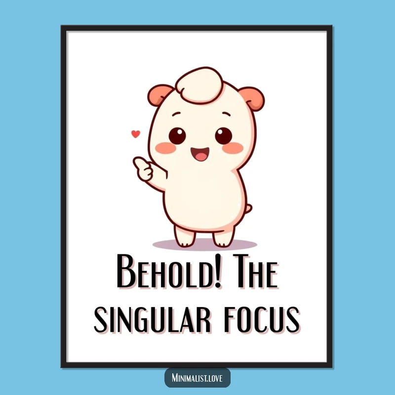 Free Printable Wall Art Kawaii Character Pointing - Cute Downloadable Decor for Positivity