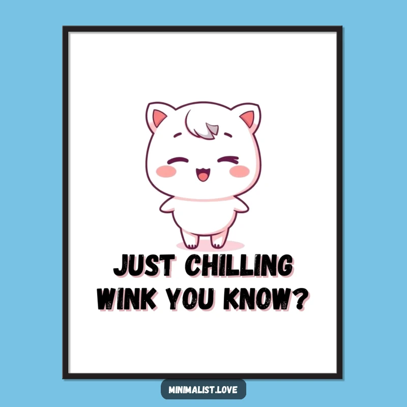 Free Printable Wall Art Kawaii Wink - Minimalist Downloadable Decor for Modern Spaces