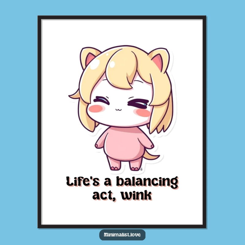 Free Printable Winking Character Wall Art: Funny Balance Downloadable Decor