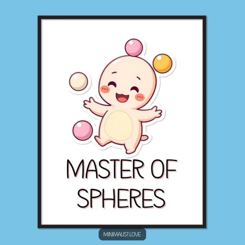 Funny Free Printable Wall Art: Juggling Character's Whimsical Dots, Downloadable Art for Laughs