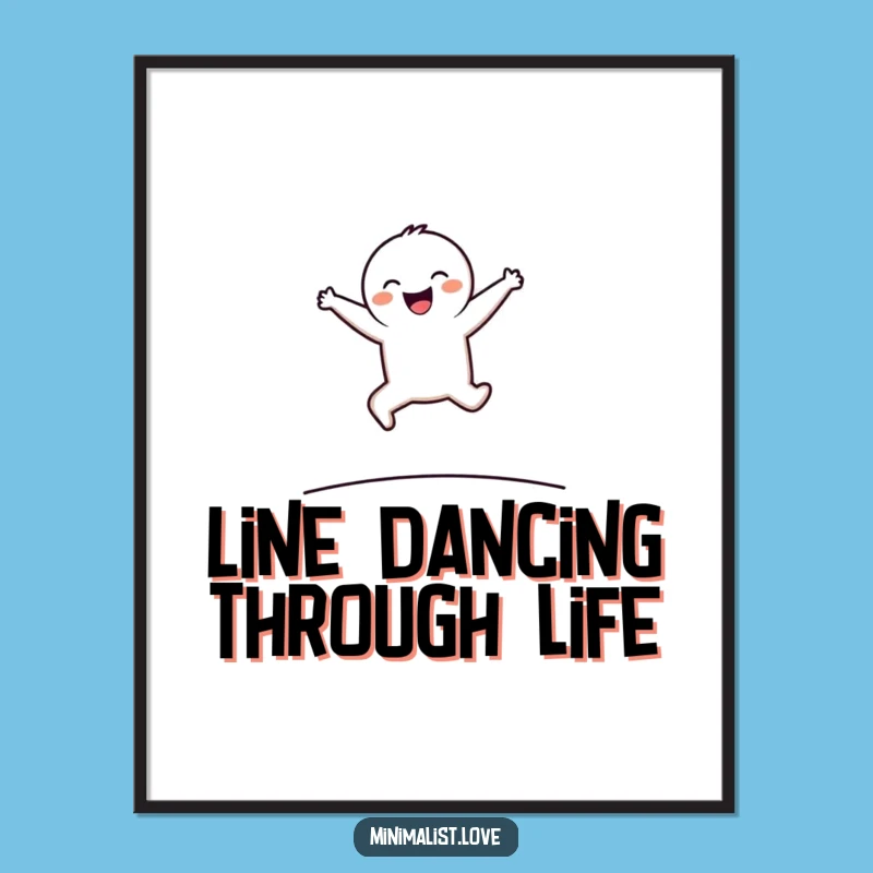 Funny Free Printable Wall Art: Leaping Minimalist Character for Joyful Home Decor Downloadable