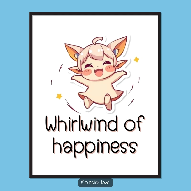 Funny Free Printable Wall Art: Spinning Character's Joyful Abandon, Downloadable Art for Whimsy