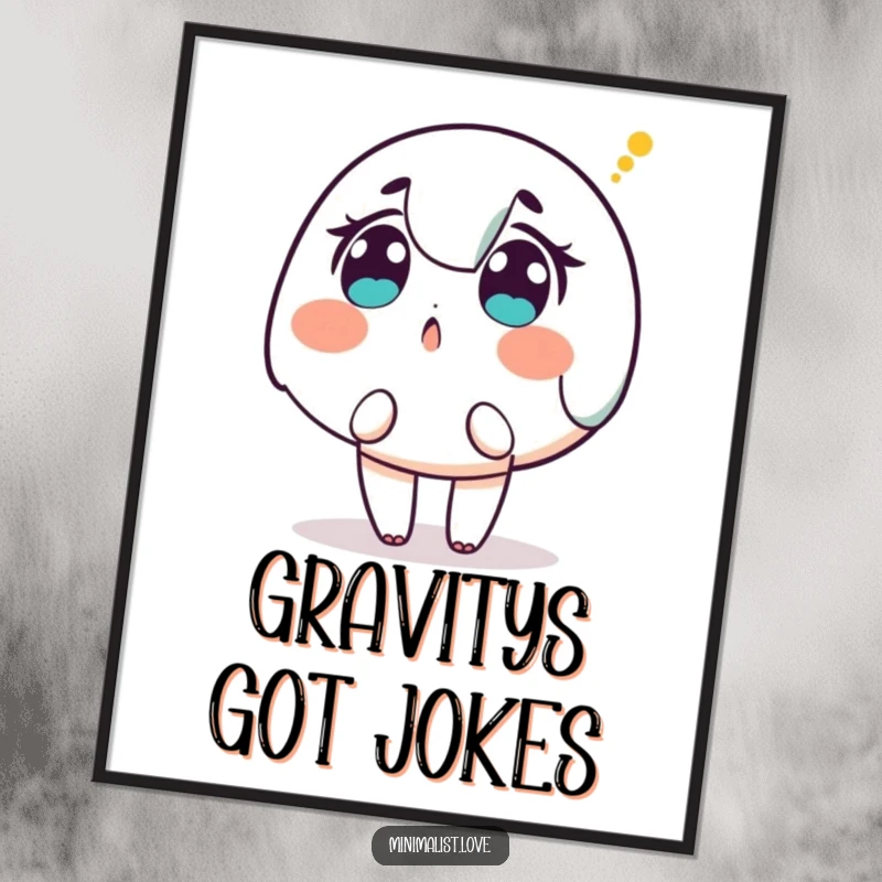 Funny Free Printable Wall Art: A surprised character looks up as a single dot descends, filled with curiosity.