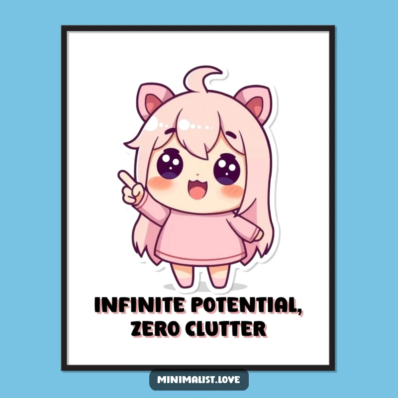 Humorous Free Printable Wall Art: Pointing Character, Empty Space, Downloadable Decor Gift