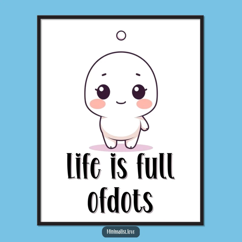 Funny Free Printable Wall Art: Surprised Minimalist Character & Dot for Quirky Decor Downloadable