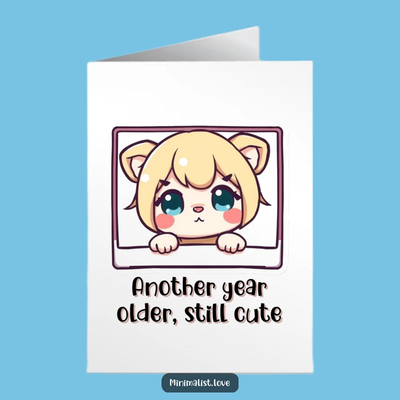 Free Printable Funny Birthday Card: Curious Character Peeking, Downloadable Fun Gift