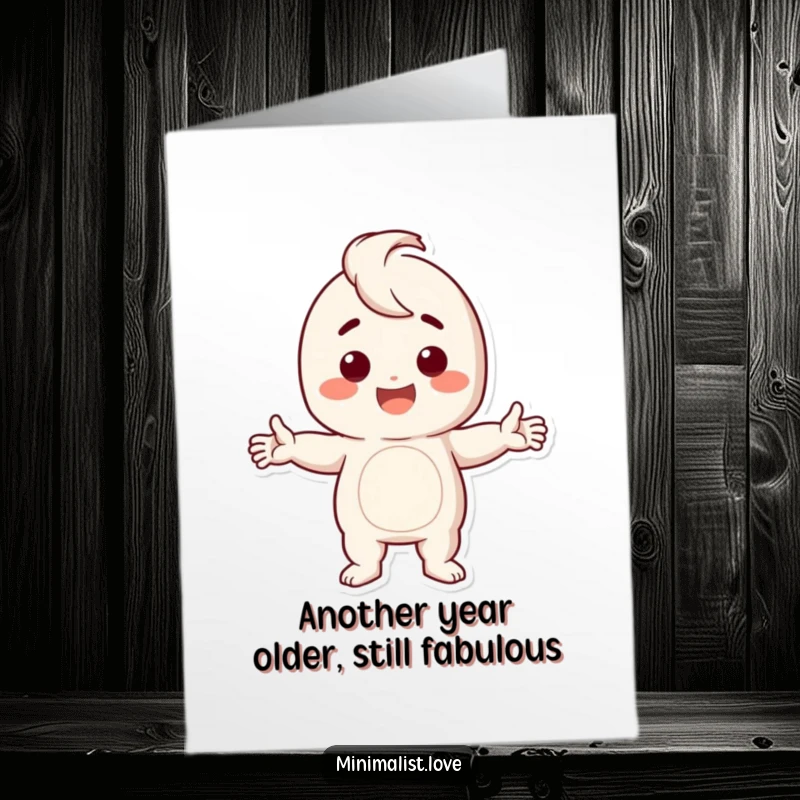 Funny Free Printable Birthday Card featuring a character striking a dramatic stark pose with arms spread wide, ready to party.