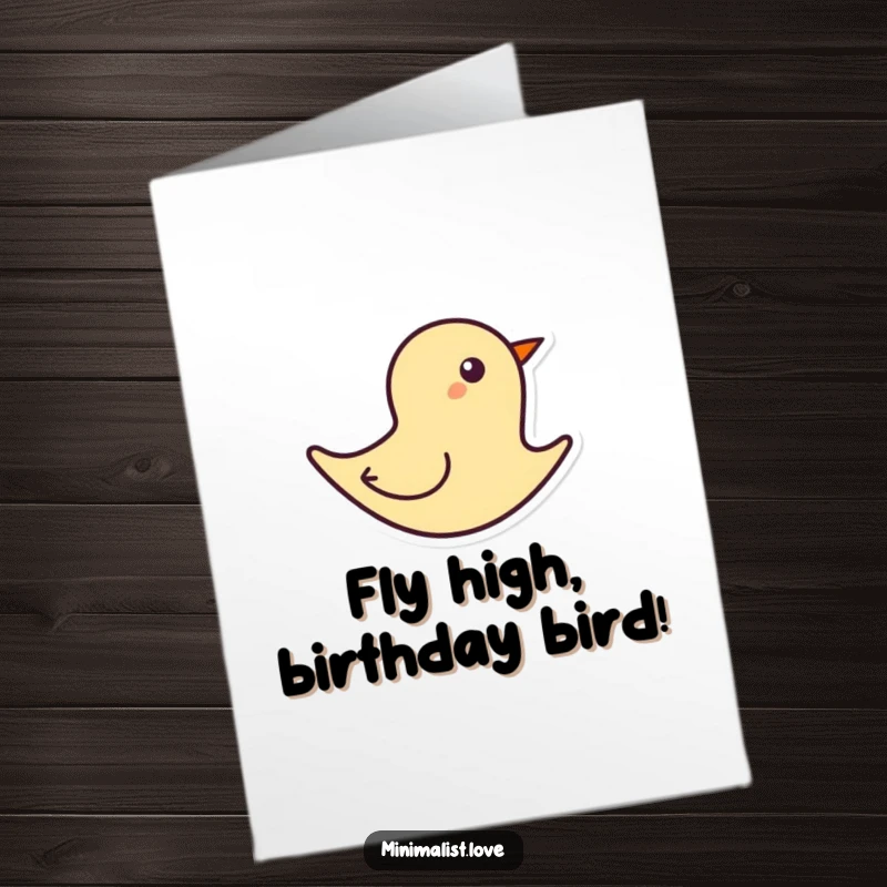 Funny Free Printable Birthday Card: Simplified abstract bird shape captured mid-flight with a bold single line, elegant and funny.
