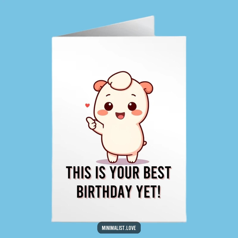 Free Printable Birthday Card Kawaii Pointing - Cute Downloadable Gift for Joyful Greetings