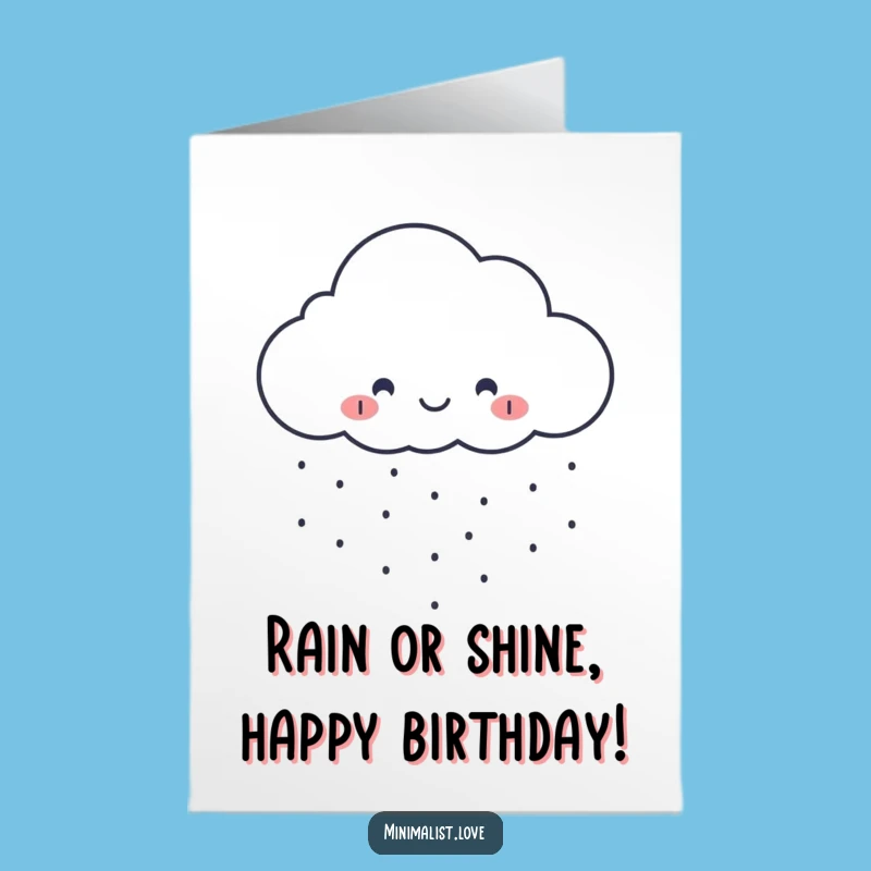 Free Printable Birthday Card: Smiling Cloud Raining Dots Funny Downloadable Gift
