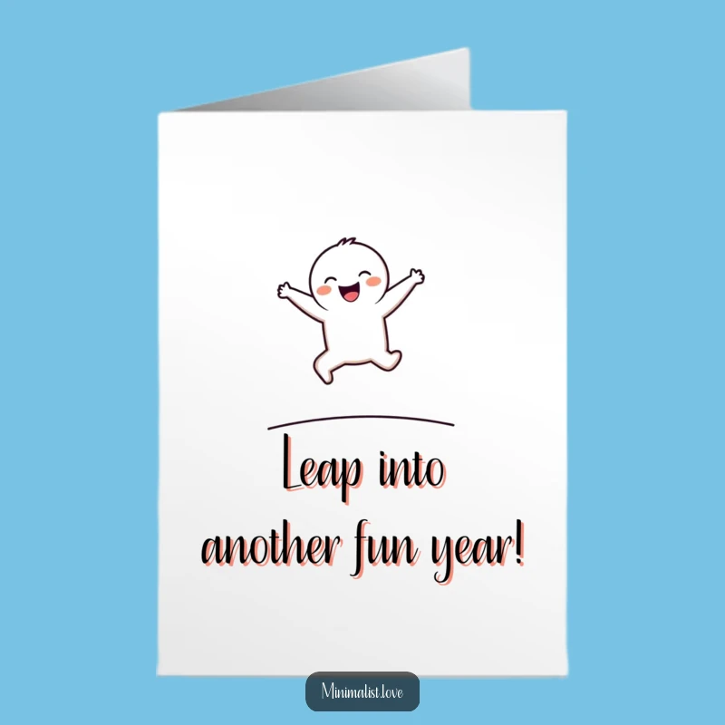 Funny Free Printable Birthday Card: Leaping Minimalist Character for a Joyful Downloadable Gift