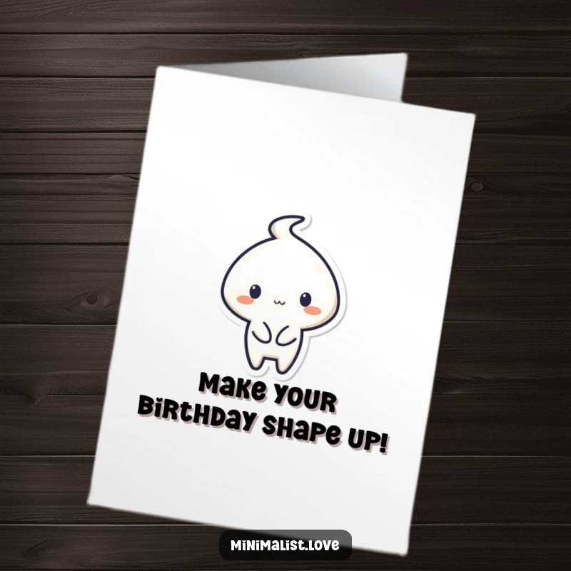 Funny Free Printable Birthday Card: Minimalist character drawing a simple circle shape with a dramatic flourish, looking pleased.