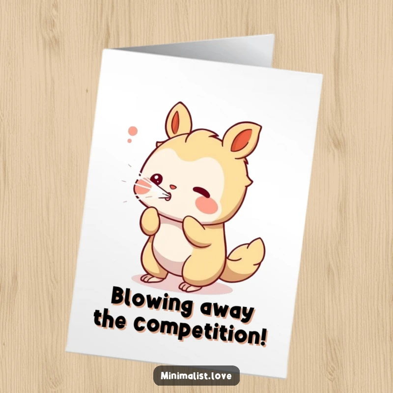 Funny Free Printable Congratulations Card: Creature blowing a vibrant stream of clean, white lines.