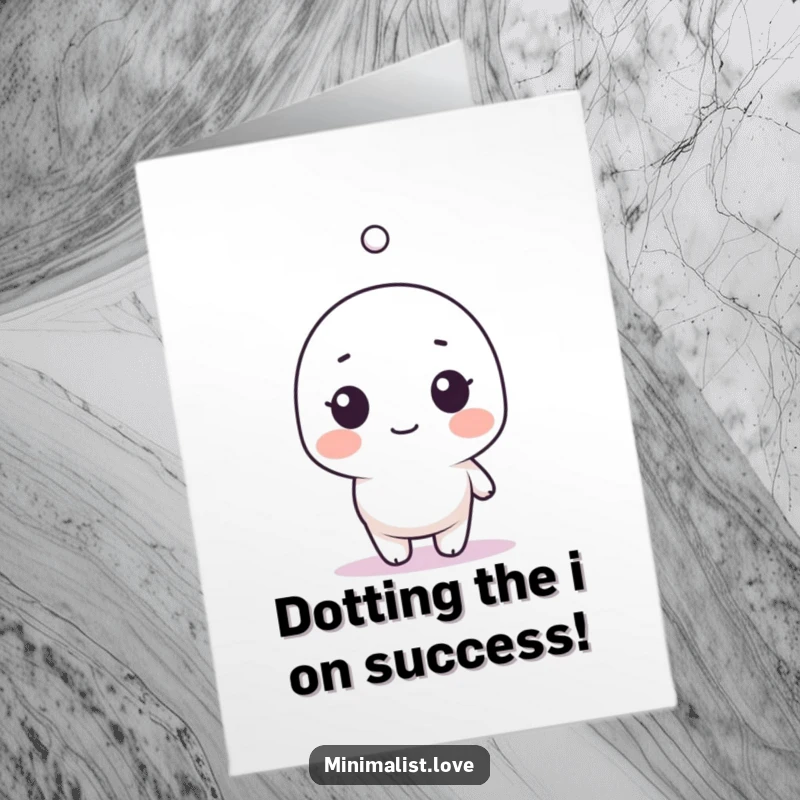 Funny Free Printable Congratulations Card: Minimalist character looking shocked at a lone floating dot, perfect for unexpected news.