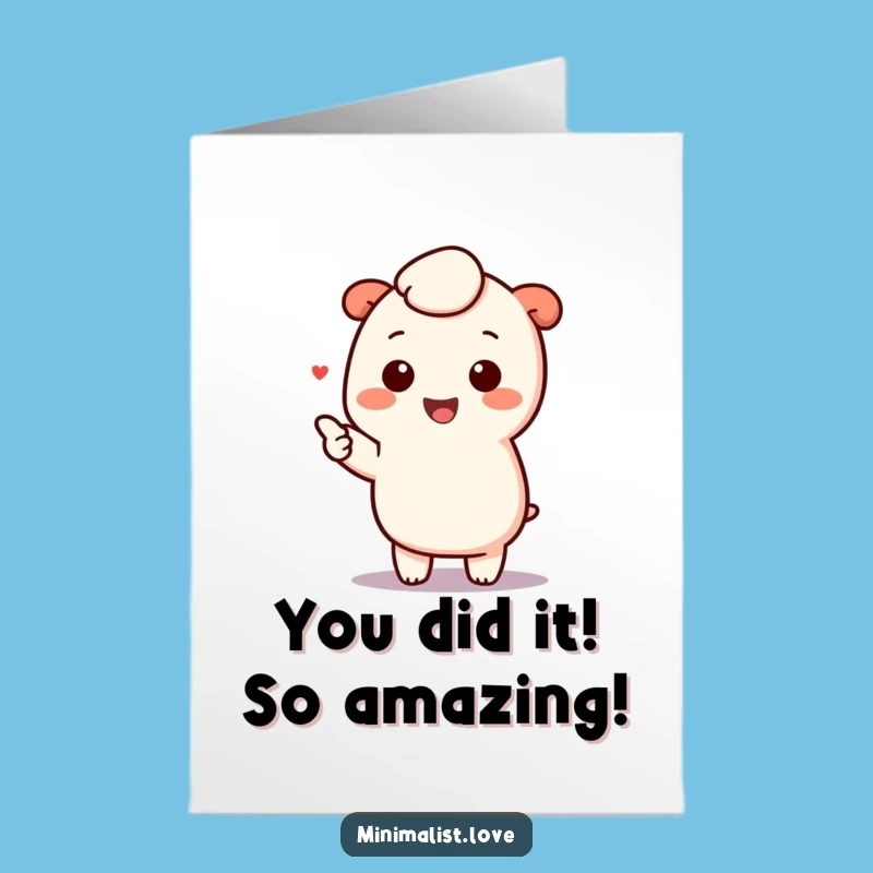 Free Printable Congrats Card Kawaii Pointing - Cute Downloadable Gift for Achievements