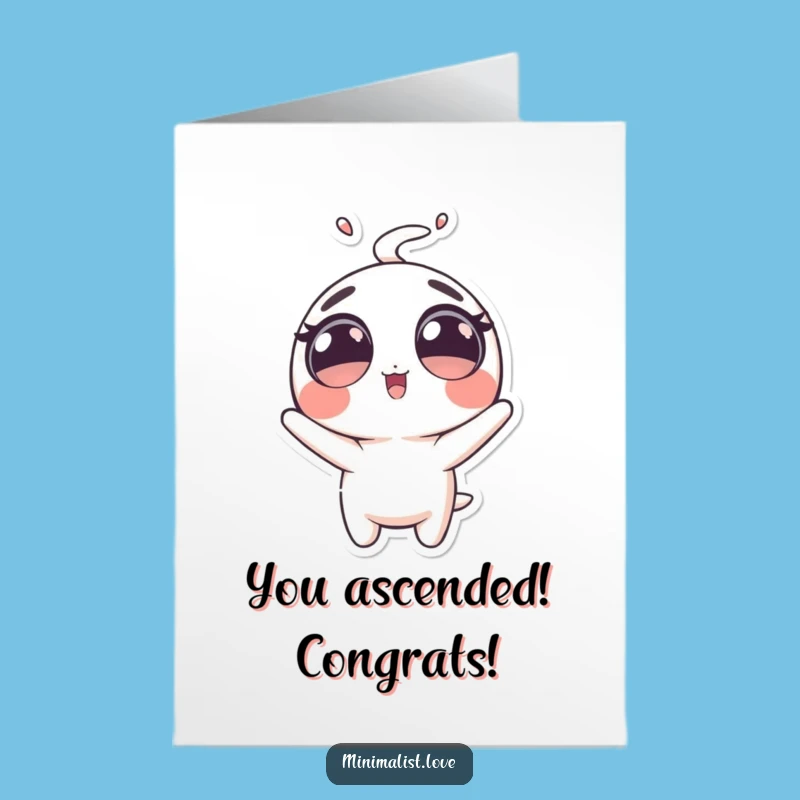 Free Printable Congrats Card: Launching Character's Success Boost, Funny Downloadable Gift Idea