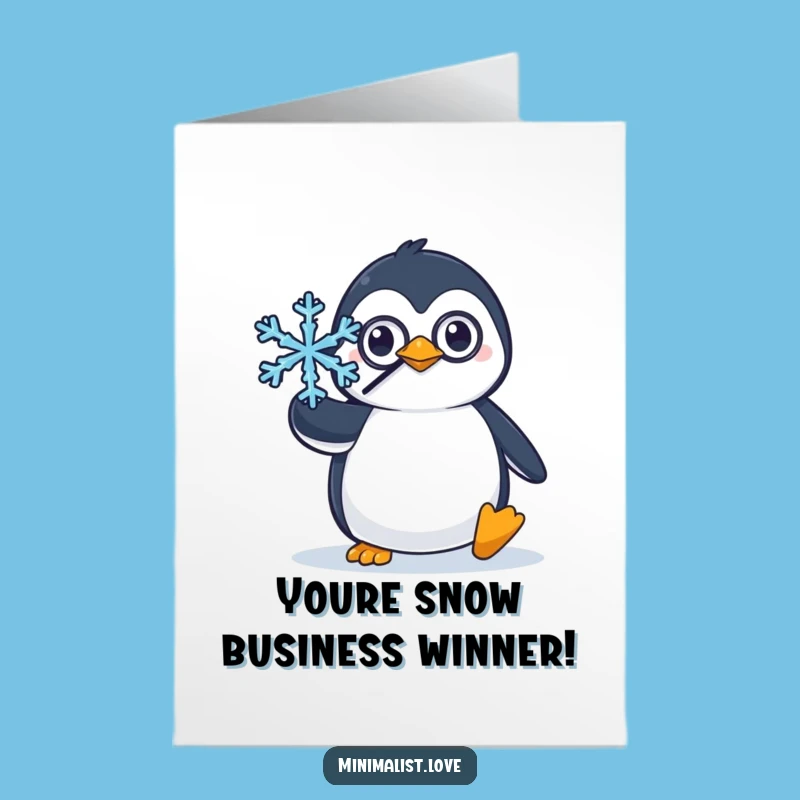 Free Printable Congrats Card: Monocle Penguin Snowflake Funny Downloadable Gift