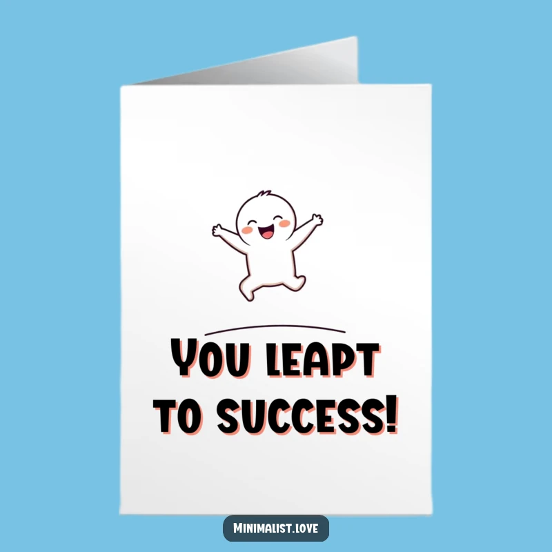 Free Printable Congratulations Card: Leaping Minimalist Character for a Cheerful Downloadable Gift