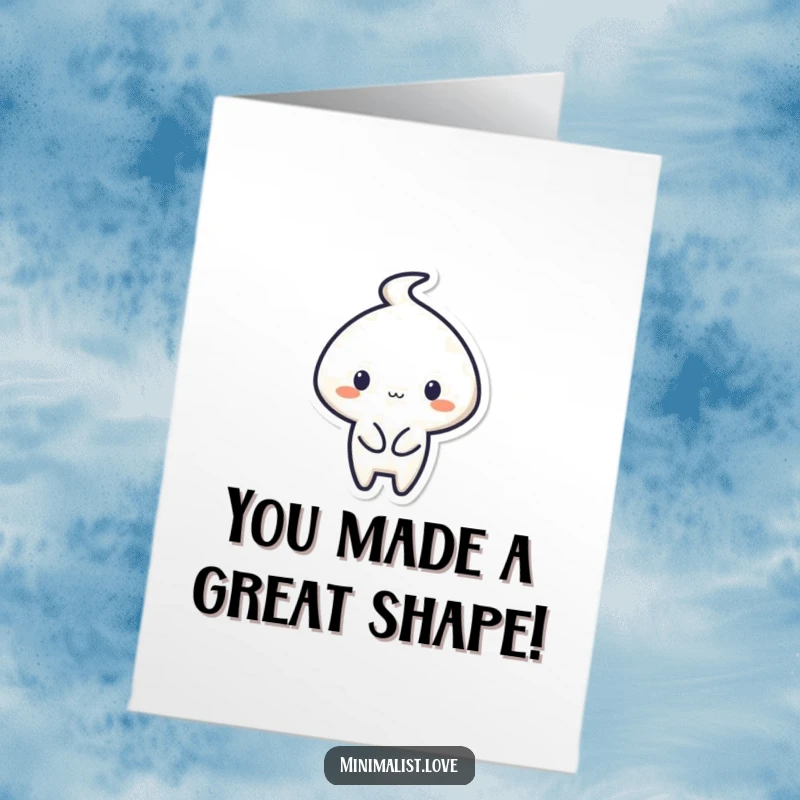 Funny Free Printable Congratulations Card: Minimalist character expertly drawing a square with a decorative flourish, signifying accomplishment.