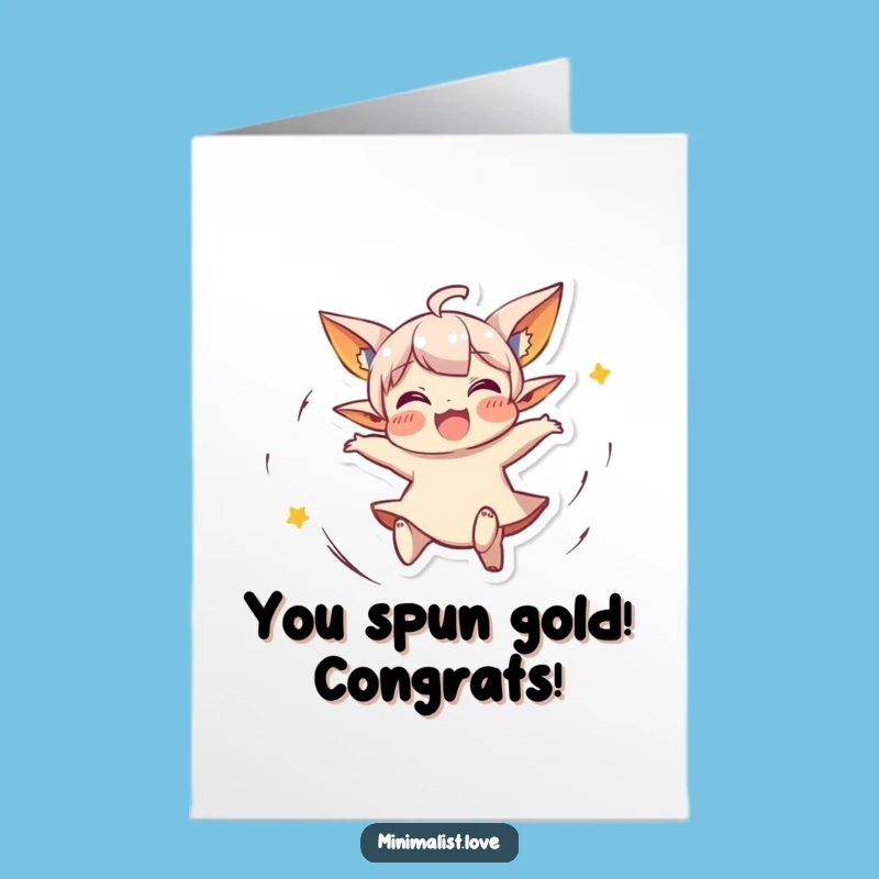 Free Printable Congrats Card: Spinning Character's Victory Spin, Funny Downloadable Gift for Achievement