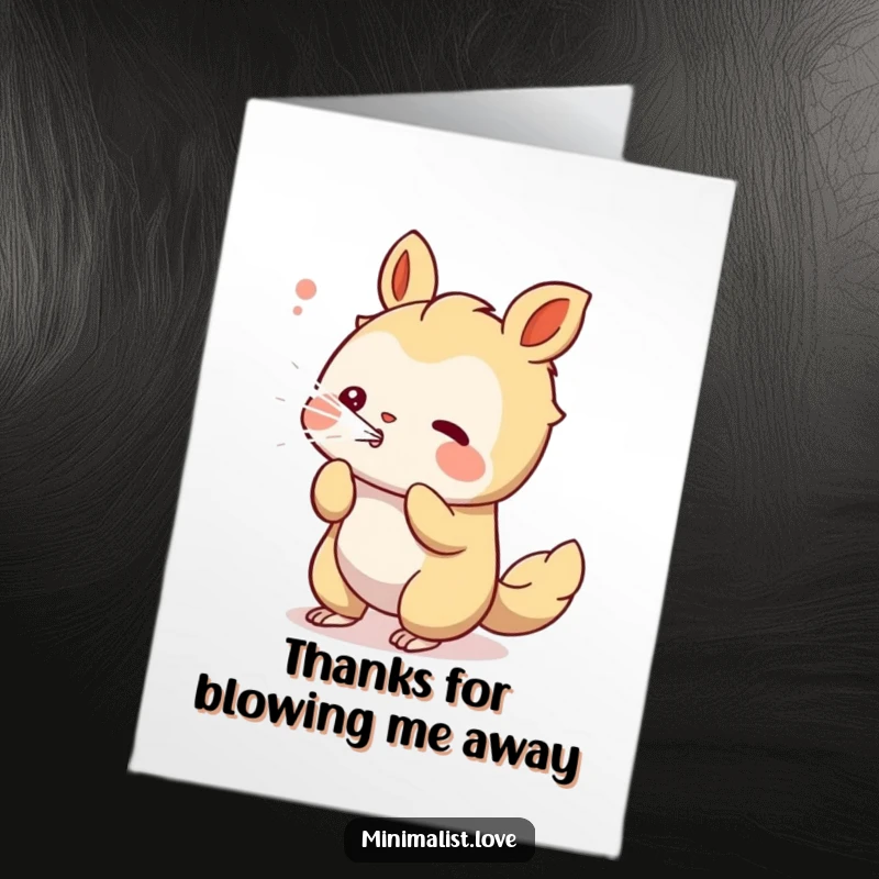 Funny Free Printable Thank You Card: Playful creature exhaling a stream of clean, white lines.