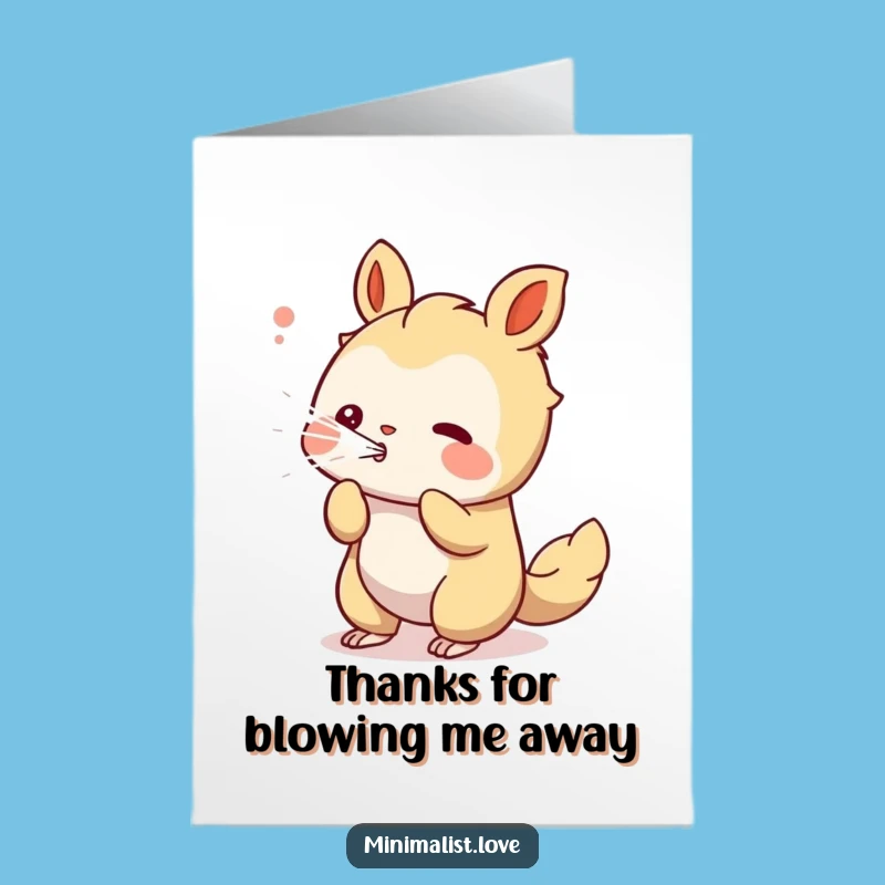 Free Printable Blowing Creature Thank You Card: Grateful Lines Downloadable