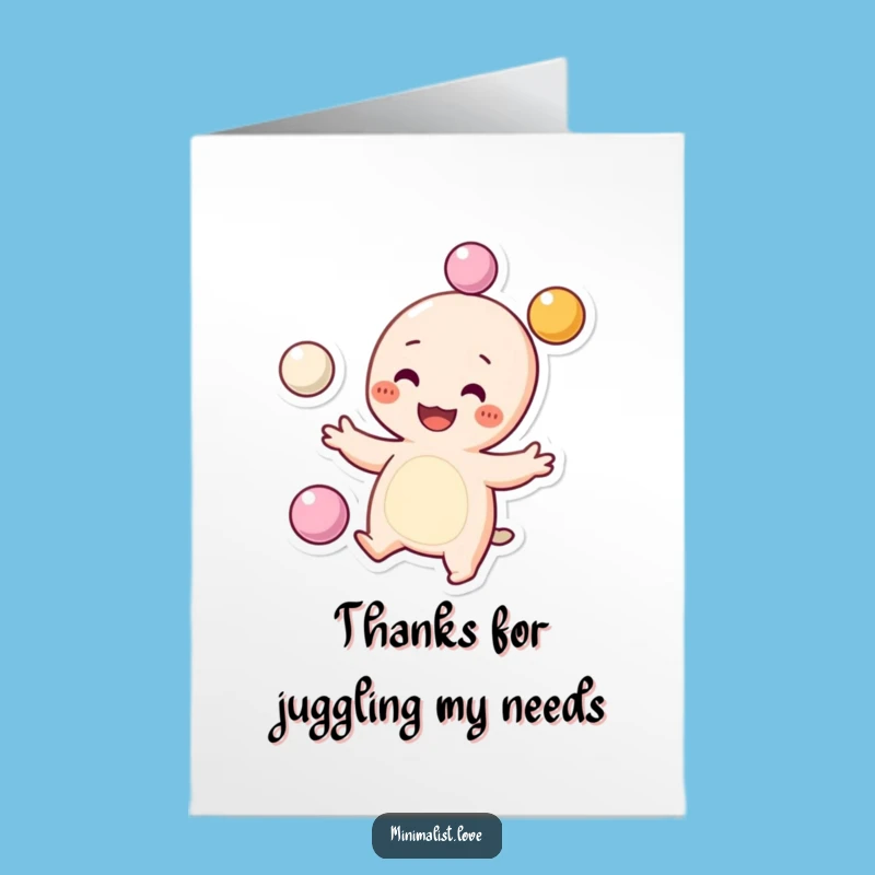 Free Printable Thank You Card: Juggling Character Expressing Gratitude, Funny Downloadable Gift