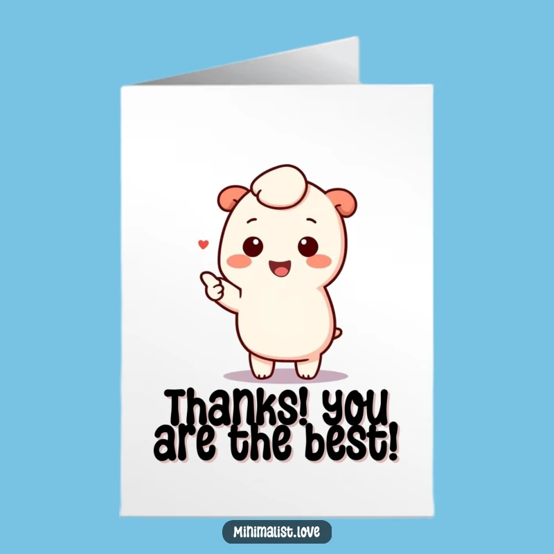 Free Printable Thank You Card Kawaii Pointing - Cute Downloadable Gift for Gratitude