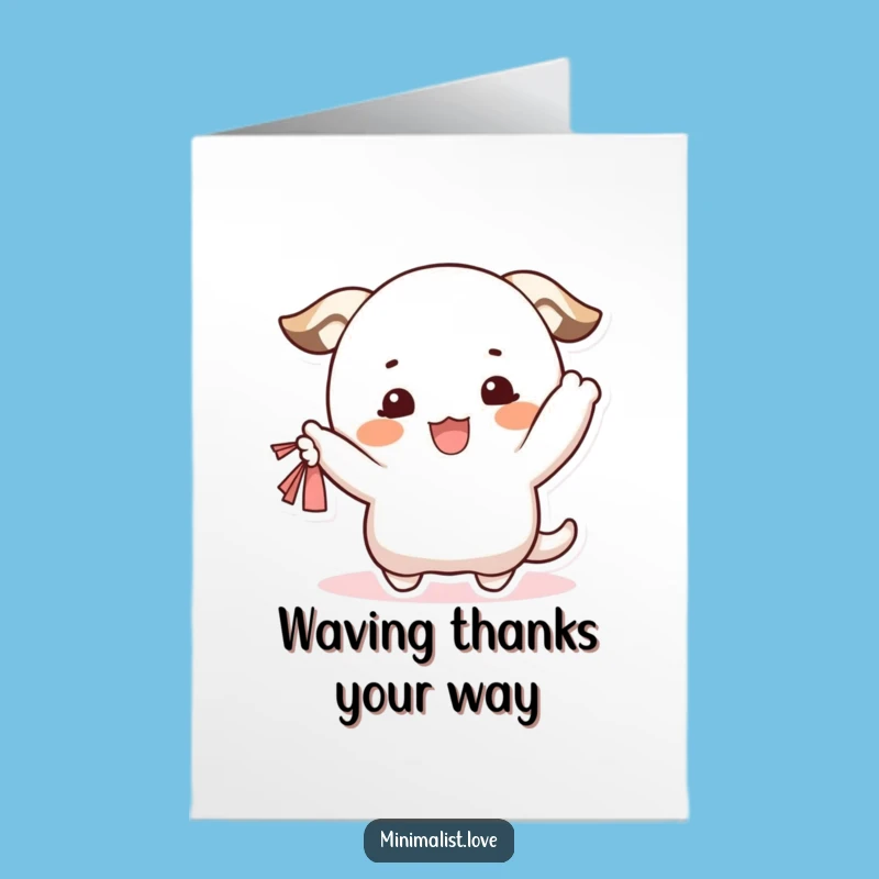 Free Printable Thank You Card: Waving Character's Grateful Gesture, Funny Downloadable Gift