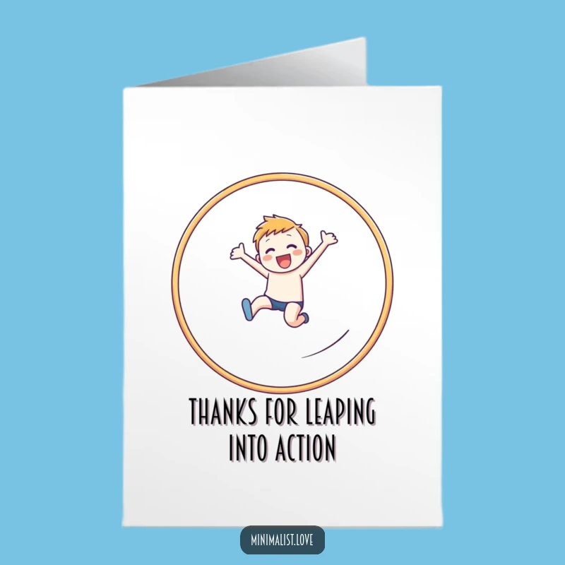 Free Printable Leaping Figure Thank You Card: Grateful Hoop Star Downloadable