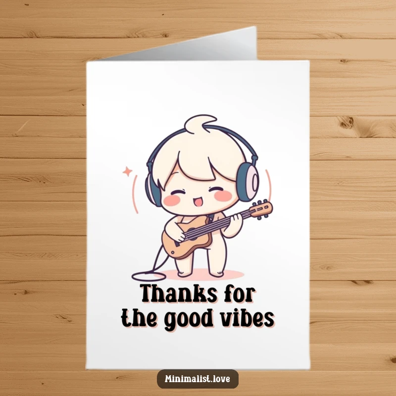 Funny Free Printable Thank You Card: A charming character playing a minimalist sound wave, expressing gratitude.