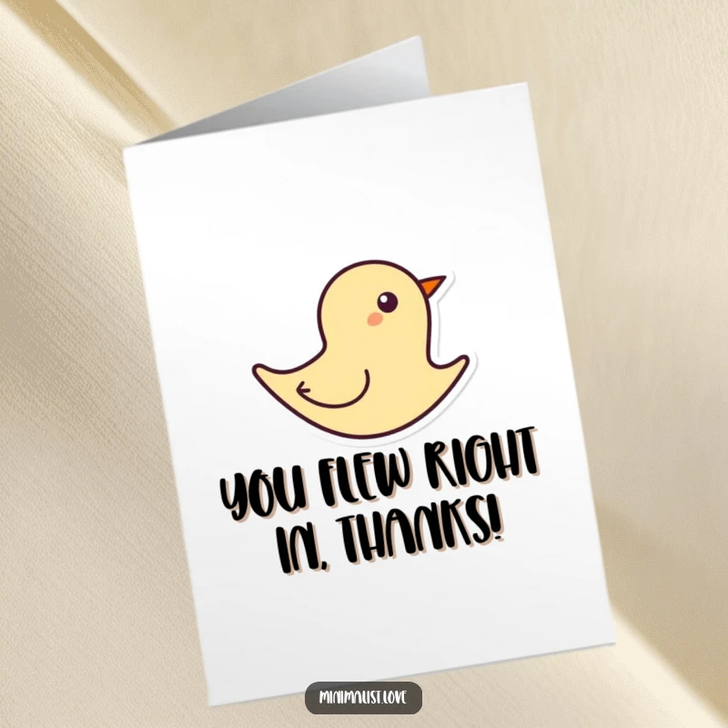 Funny Free Printable Thank You Card: Abstract bird shape with a single bold line representing flight, a modern way to say thank you.
