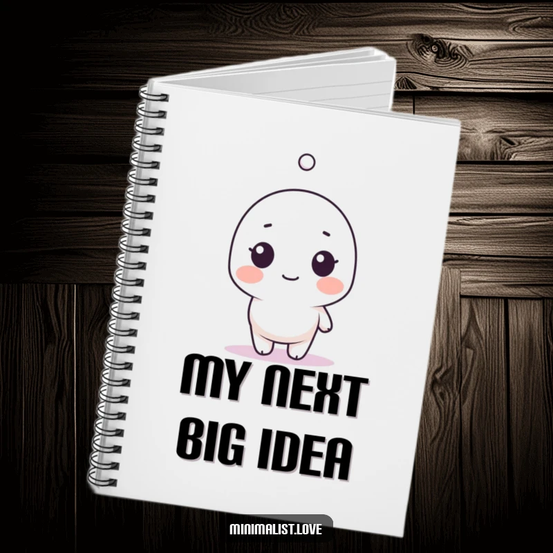 Funny Notebook with a minimalist character surprised by a single floating dot, perfect for journaling.