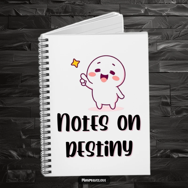 Funny minimalist character excitedly pointing at a single star, on the cover of a notebook. Humorous and practical stationery with inspirational flair.