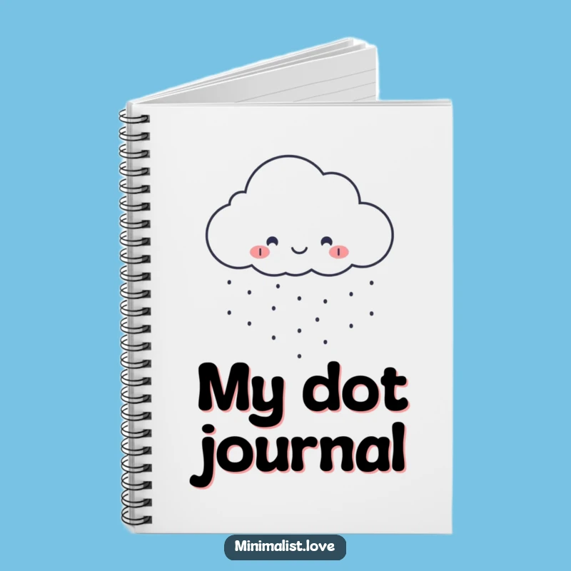 Funny Cloud Raining Dots Notebook - Journal with Minimalist Art Cover Gift