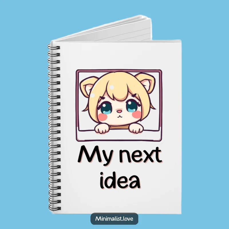 Funny Notebook: Curious Character Peeking Behind Clean Rectangle - Journal Funny Gift