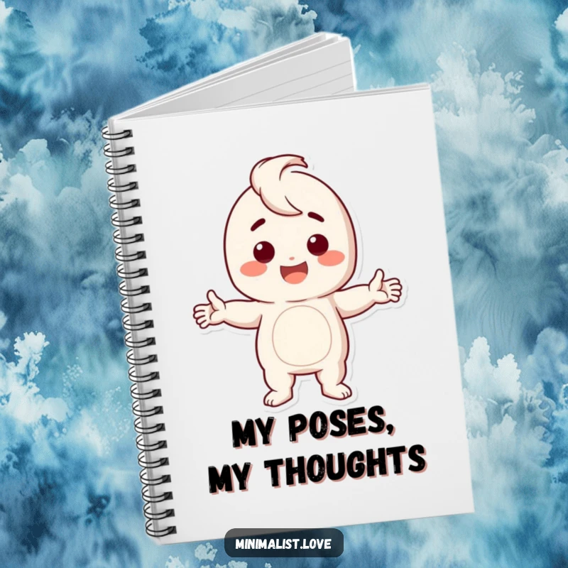 Funny Notebook with a happy character striking a dramatic stark pose, perfect for capturing humorous notes and ideas.