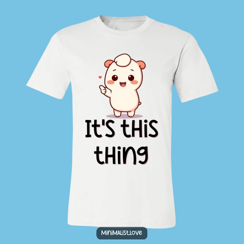 Funny Kawaii Pointing T-Shirt: Minimalist Style Character Tee Gift