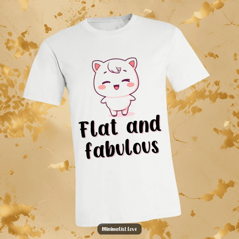 Funny kawaii character winking with a subtle charm on a stark plane, printed on a t-shirt, embodying minimalist design and playful personality.