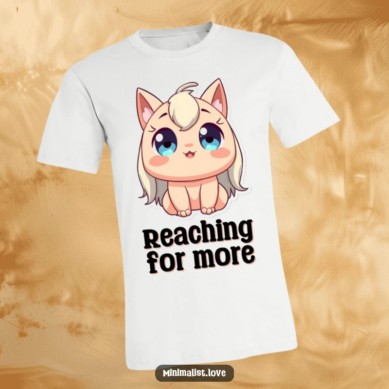 Funny t-shirt depicting a character with wide, joyful eyes stretching gracefully upwards, embodying peace, happiness, and mindful movement.