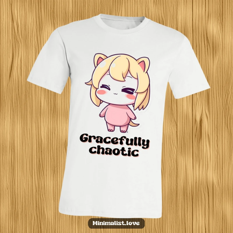 Funny t-shirt depicting a character winking cheekily while standing in perfect, unwavering balance, exuding playful confidence and sass.
