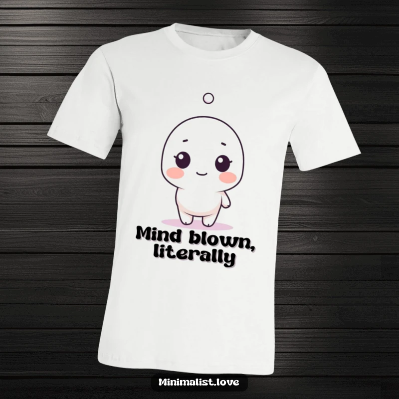 Funny T-Shirt featuring a minimalist character looking utterly surprised by a single, small, floating dot.