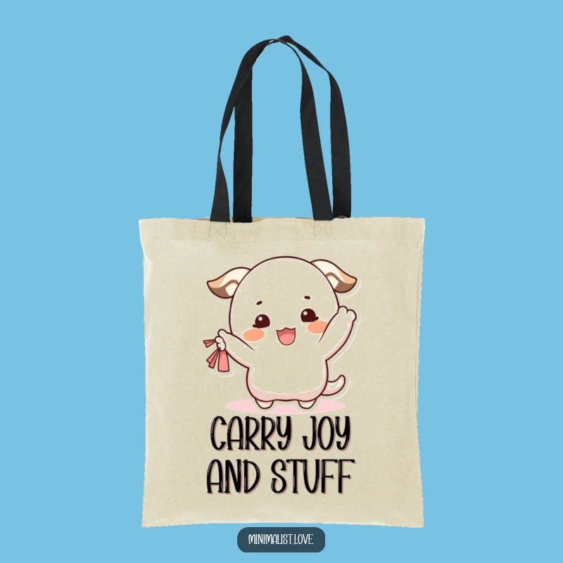 Funny Waving Character Tote Bag: Happy Blush Pal, Practical Funny Gift!