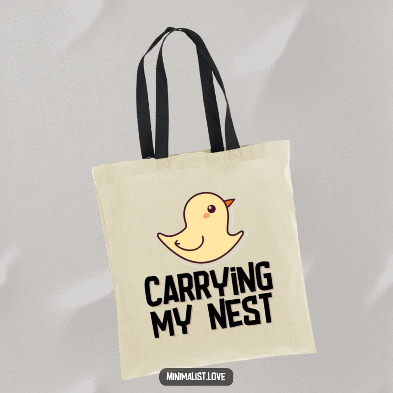 Funny minimalist abstract bird shape soaring on a single bold line, printed on a chic tote bag.